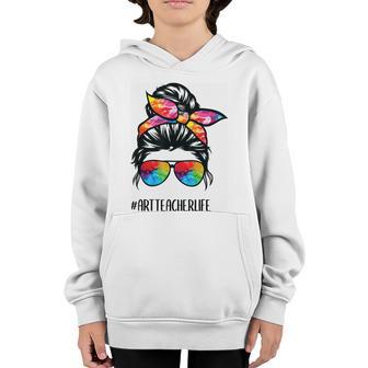Art Teacher Life Messy Bun Back To School Art Teacher V3 Youth Hoodie - Thegiftio UK