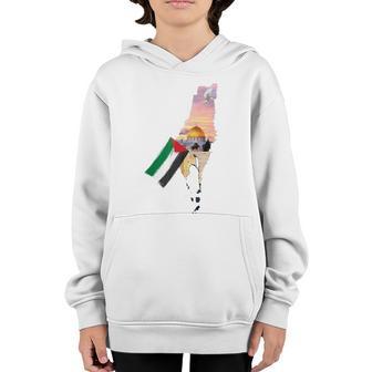 Boy Hold Palestine Flag Palestinians Map Jerusalems City Gift Graphic Design Printed Casual Daily Basic Youth Hoodie - Thegiftio UK