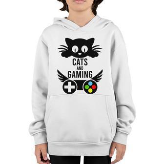 Cats And Gaming Funny Cat Lover Gamer Video Games Graphic Design Printed Casual Daily Basic Youth Hoodie - Thegiftio UK