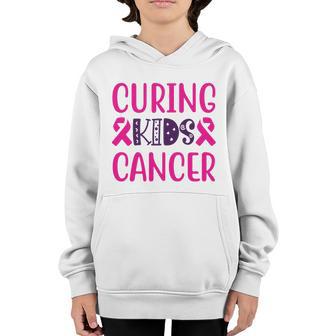 Curing Kids Cancer Pink Ribbon Breast Cancer Graphic Design Printed Casual Daily Basic V4 Youth Hoodie - Thegiftio UK
