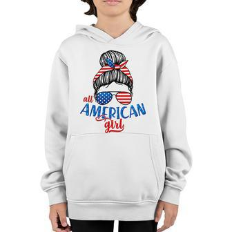Cute All American Girl Usa Flag Youth Hoodie - Monsterry