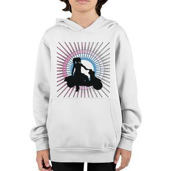 Girl On Moped Youth Hoodie - Monsterry