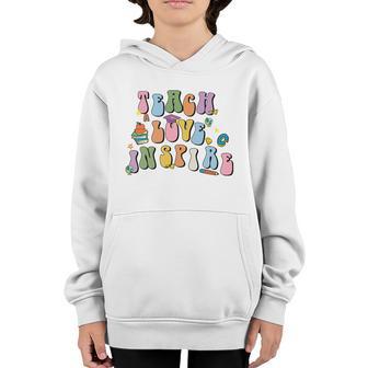 Groovy Teach Love Inspire Back To School Youth Hoodie - Thegiftio UK