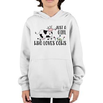 Just A Girl Who Loves Cows Great Gift Graphic Design Printed Casual Daily Basic Youth Hoodie - Thegiftio UK