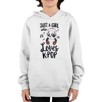 Just A Girl Who Loves Kpop Panda Kpop Quote Youth Hoodie - Thegiftio UK