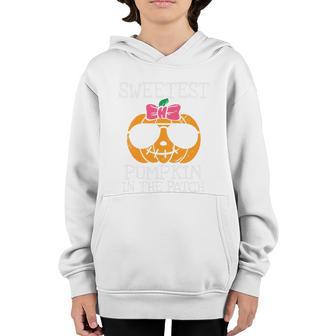 Kids Sweetest Pumpkin In The Patch Halloween Girls Graphic Design Printed Casual Daily Basic Youth Hoodie - Thegiftio UK