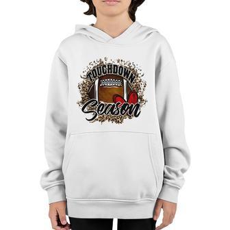 Leopard Touchdown Season Football Game Day Football Mom Gift Graphic Design Printed Casual Daily Basic Youth Hoodie - Thegiftio UK