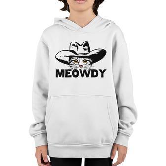 Meowdy Funny Cat Cowboy Howdy Cute Gift Idea Youth Hoodie - Thegiftio UK