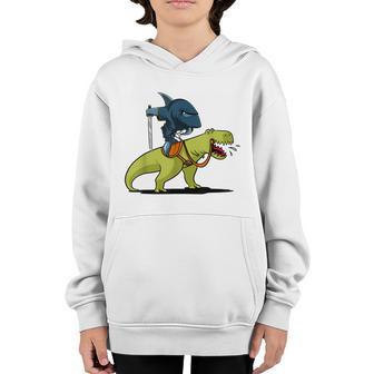 Ninja Shark Samurai Riding Trex Dinosaur Kids Boys Youth Hoodie - Thegiftio UK