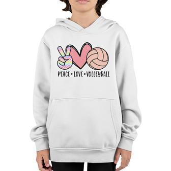 Peace Love Volleyball Cute Design For Teen Girls Gift Graphic Design Printed Casual Daily Basic Youth Hoodie - Thegiftio UK