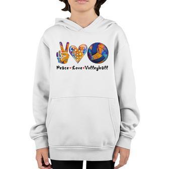 Peace Love Volleyball Sport Player Lover Team Girls Gift Graphic Design Printed Casual Daily Basic Youth Hoodie - Thegiftio UK