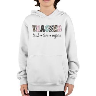 Teach Love Inspire Funny Back To School V2 Youth Hoodie - Thegiftio UK
