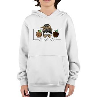 Teach Love Inspire Messy Bun Back To School Youth Hoodie - Thegiftio UK