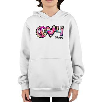 Tiedye Peace Love And 4Th Grade Girl Boy Kids Teacher Youth Hoodie - Monsterry
