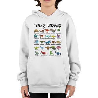 Types Of Dinosaurs Dino Identification For Kids Gift Graphic Design Printed Casual Daily Basic Youth Hoodie - Thegiftio UK
