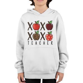 Xoxo Teacher Apple Funny Back To School Youth Hoodie - Thegiftio UK