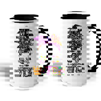 100 That Witch Halloween Costume Messy Bun Skull Witch Girl Accent Mug - Seseable