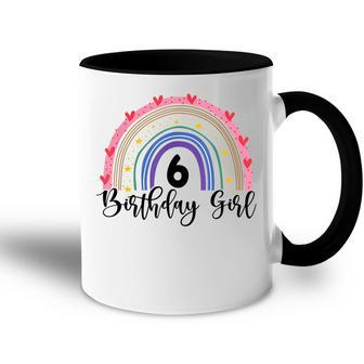 6 Years Old 6Th Birthday Rainbow Birthday Gifts For Girls Accent Mug - Thegiftio UK