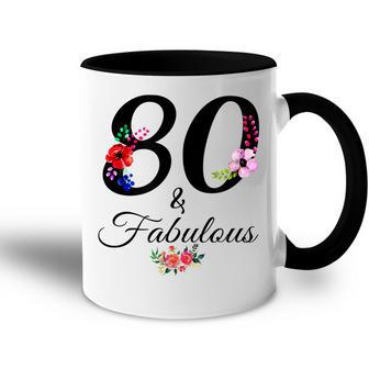 80 & Fabulous 80 Year Old Vintage Floral 1942 80Th Birthday Accent Mug - Thegiftio UK