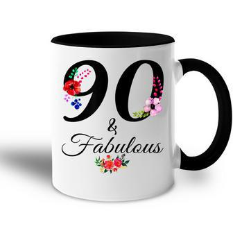 90 & Fabulous 90 Years Old Vintage Floral 1932 90Th Birthday Accent Mug - Seseable
