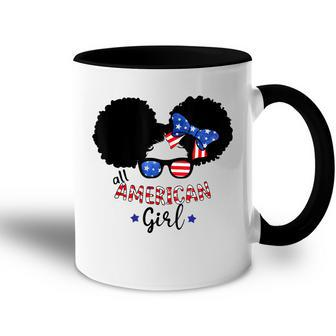 All American Girls 4Th Of July Black African Messy Bun Accent Mug - Seseable