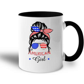 All American Girls 4Th Of July Daughter Messy Bun Usa V6 Accent Mug - Seseable