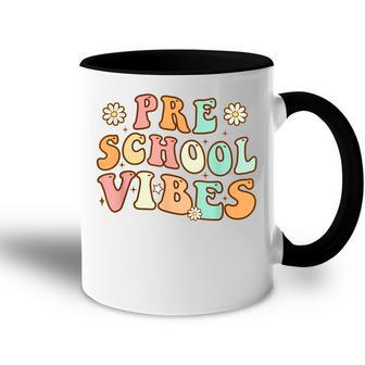 Back To School Preschool Vibes Retro Teacher Nursery School Accent Mug - Thegiftio UK