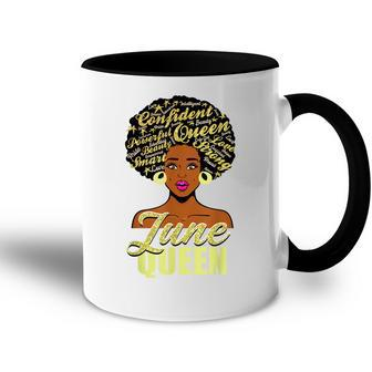 Black African American Melanin Afro Queen June Birthday Accent Mug - Seseable