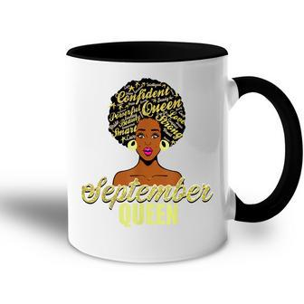 Black African American Melanin Afro Queen September Birthday Accent Mug - Seseable