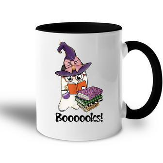 Boooooks Ghost Reading Book Funny Book Lover Halloween Accent Mug - Thegiftio UK