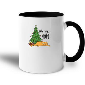 Christmas Funny Cat Merry Nope Cat Lovers Gift Accent Mug - Seseable