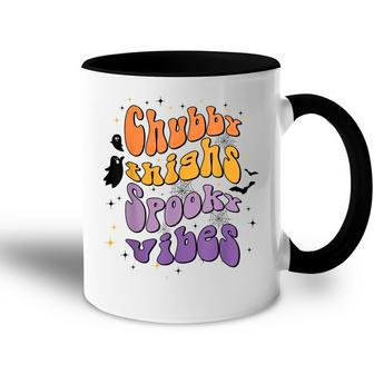 Chubby Thighs And Spooky Vibes Happy Halloween Accent Mug - Seseable