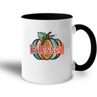 Colorful Pumpkin Blessed Thankful Fall Gift Accent Mug - Seseable