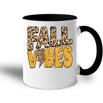 Distressed Fall Vibes Leopard Lightning Bolts In Fall Colors Accent Mug - Thegiftio UK