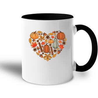Fall Heart Pumpkins Flowers Accent Mug - Seseable