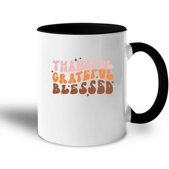 Fall Retro Thankful Grateful Blessed Thanksgiving Quotes Autumn Gift Accent Mug - Seseable
