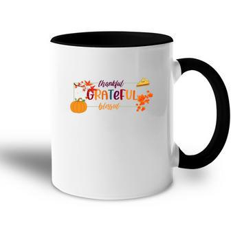 Fall Thankful Grateful Blessed Pumpkin Pie Accent Mug - Seseable