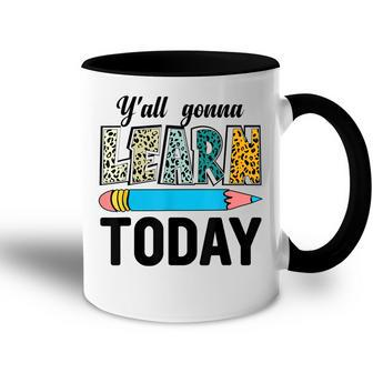 Funny Test Day Teacher Yall Gonna Learn Today Leopard Accent Mug - Thegiftio UK