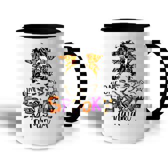 Groovy One Spooky Mama Messy Bun Women Witch Mom Halloween Accent Mug - Thegiftio
