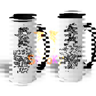 Groovy One Spooky Mama Messy Bun Women Witch Mom Halloween V2 Accent Mug - Thegiftio