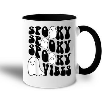 Groovy Spooky Vibes Boo Ghost Spooky Season Funny Halloween Accent Mug - Seseable