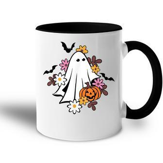 Halloween Ghost Vintage Groovy Trick Or Treat Spooky Vibes Accent Mug - Thegiftio UK