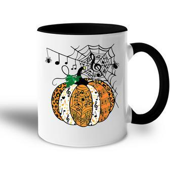 Halloween Pumpkin Music Symbols Music Teacher Halloween V2 Accent Mug - Thegiftio UK