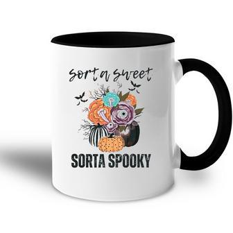 Halloween Sorta Sweet Sorta Spooky Pumpkin Florals Gift Accent Mug - Seseable