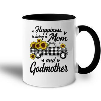 Happiness Is Being A Mom And Godmother Sunflower Gifts Accent Mug - Thegiftio