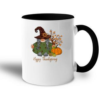 Happy Thanksgiving Gnomes Pumpkin Flowers Accent Mug - Seseable