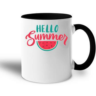 Hello Summer Watermelon Slice Fruit Lover Kids Boys Girls Accent Mug - Seseable