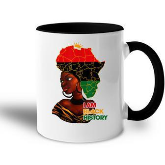 I Am Black History Melanin Pride Africa Map Hair Black Queen V2 Accent Mug - Seseable