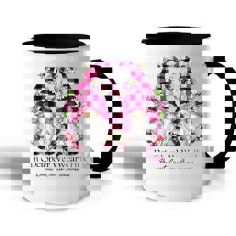 In October We Wear Pink Gnome Sunflower Breast Cancer Accent Mug - Thegiftio