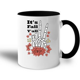 Its Fall Yall Autumn Skeleten Hand Accent Mug - Seseable